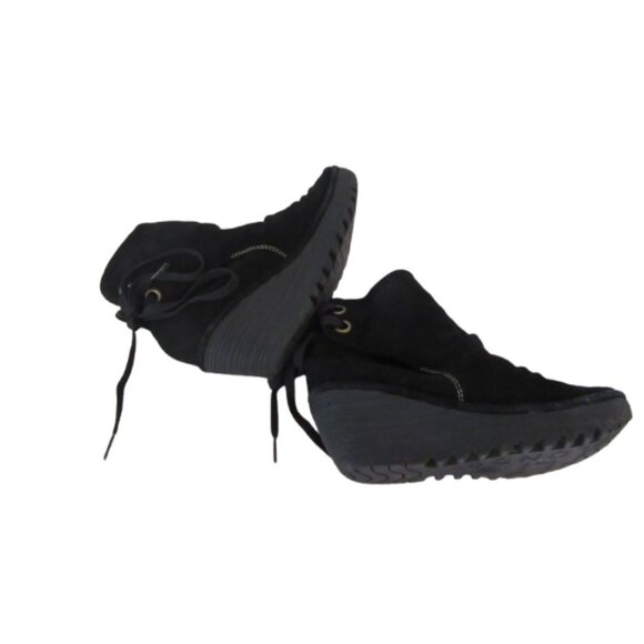 Fly London Yama Back Suede Wedge Ankle Lace Up Booties Size 37 - Picture 3 of 9